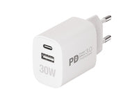 VIVANCO Fast GaN 30W 1xUSB-C PD/ USB-A Home Charger White